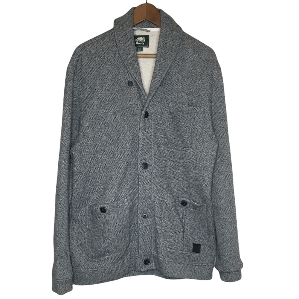 Roots Men's Gray Shawl Collar Cardigan Sweater